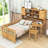 Twin Wood Platform Bed with Bookshelf, Chair, Desk and Drawer-1162048177