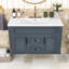 Meuble-lavabo flottant mural avec lavabo en céramique, portes et tiroirs à fermeture en douceur-130182899