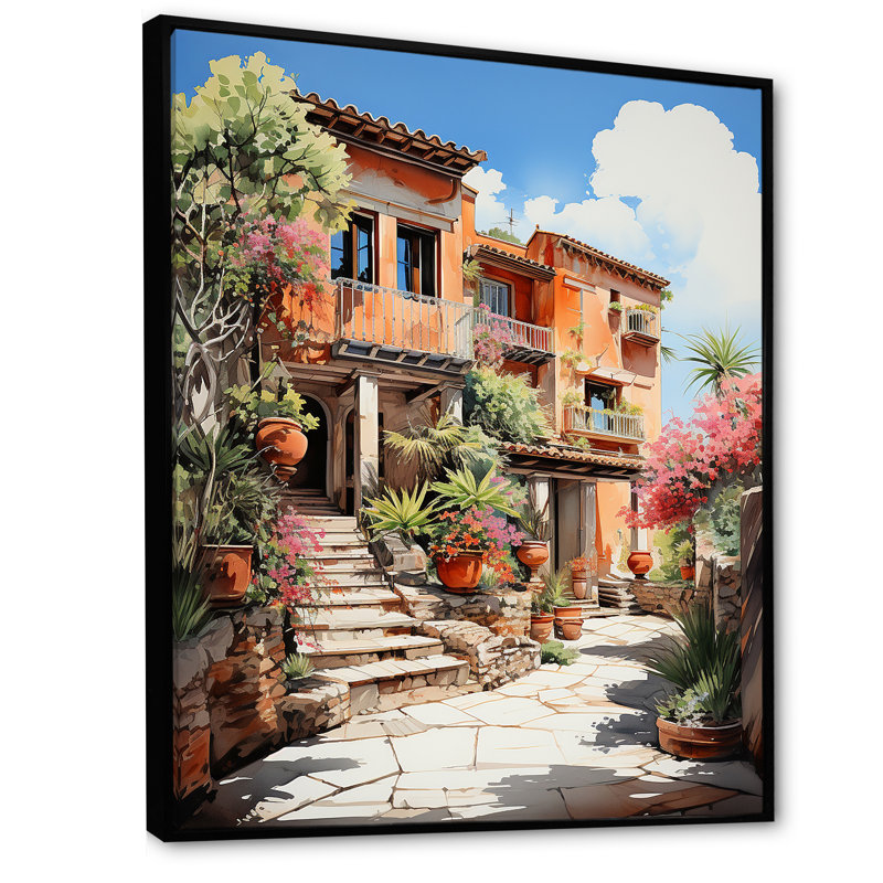 Reproduction d'art sur toile, espagnol Hacienda fauvisme I, H 44 po x l 34 po x P 1,5 po, Cadre flottant noir