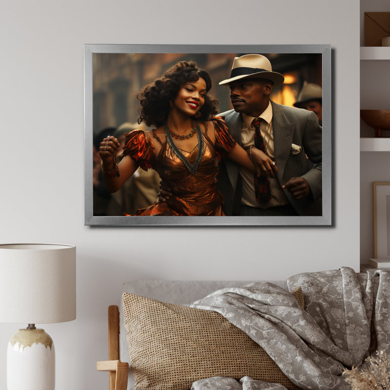 Jazz Harlem Renaissance III sur toile, H 16 po x l 32 po x P 1 po, Cadre photo argenté