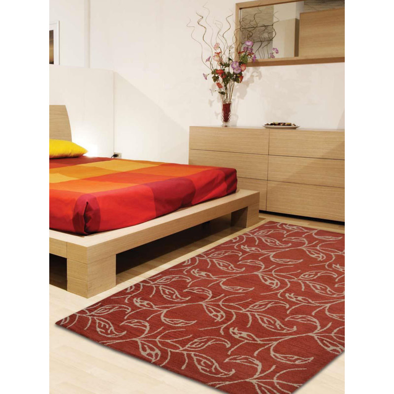 Tapis écologiques Loren , Rectangulaire 4 pi x 6 pi, Beige/rouge