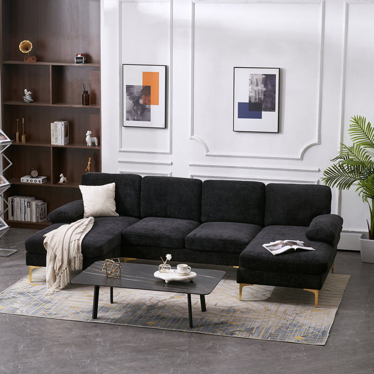Best Quality Furniture James Dark Gray Velvet Fabric Gold