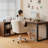 Solid Wood L-Shaped Desk with Integrated Bookshelf-418042454