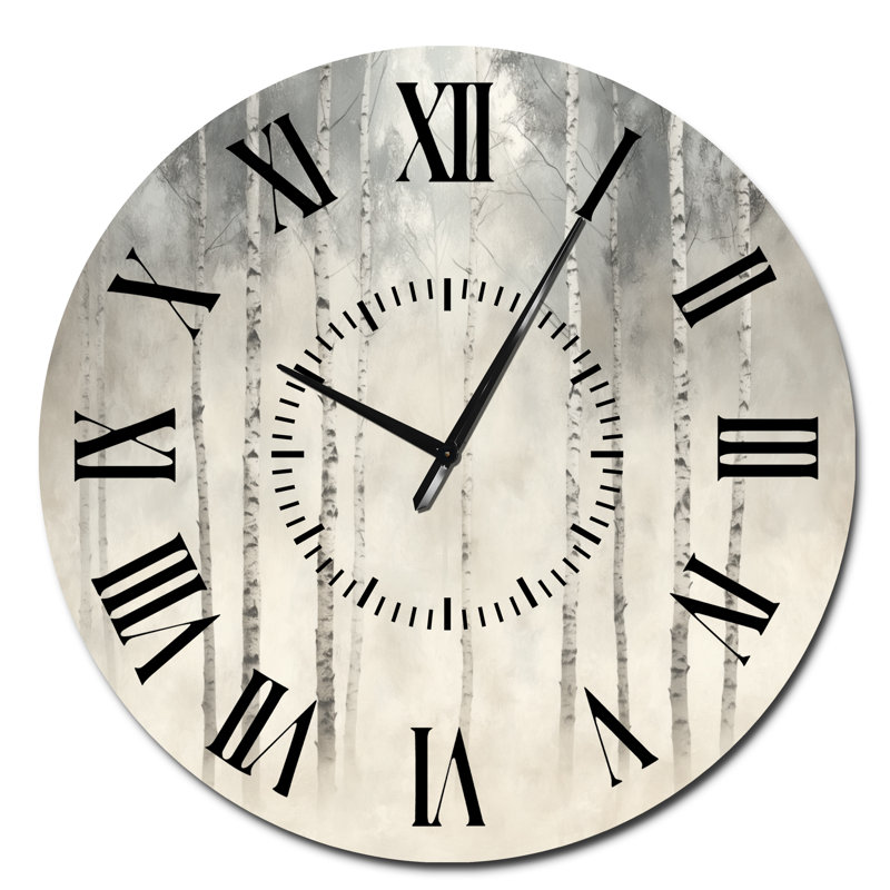 Nordic Birch Forest Calm - Horloge murale scandinave en métal, Surdimensionné