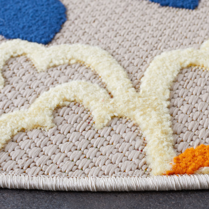 Tapis d'intérieur / extérieur floral Benner Performance, Rond 6 pi 7 po