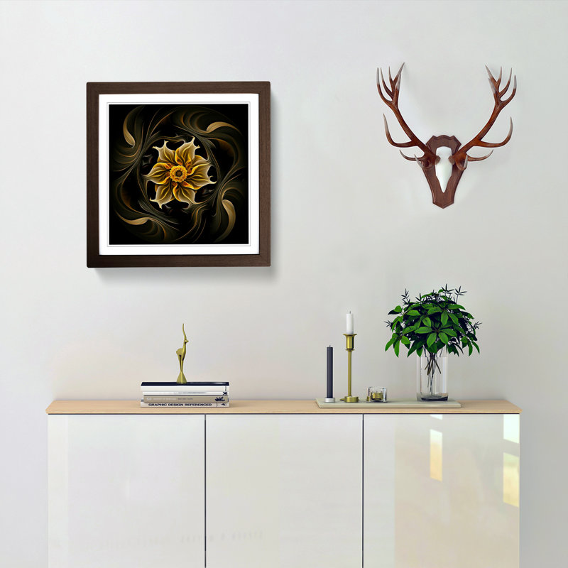 Daffodil Abstract Art - Framed Print, Walnut