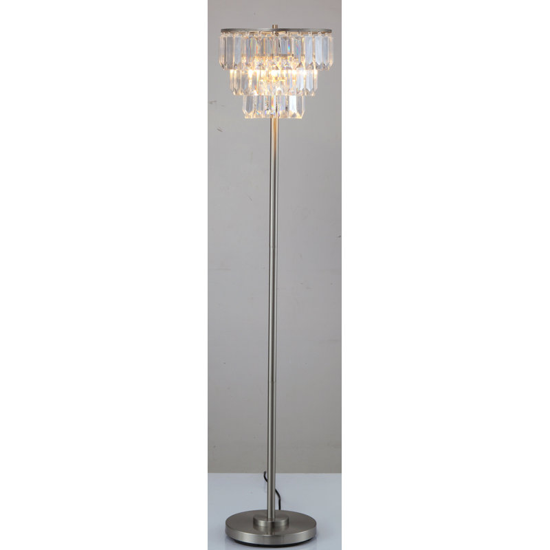 60.5"H Contemporary Crystal Shade Floor Lamp (1Pc/Ctn) (1.25/17.63), White