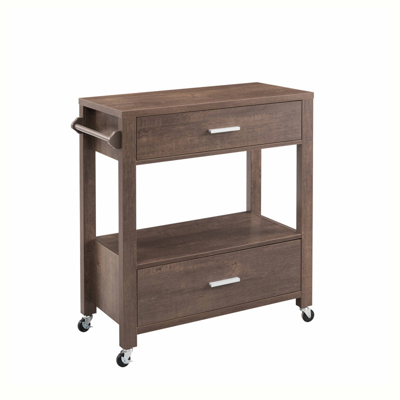 Dishmon Wood Kitchen Cart, Walnut Oak