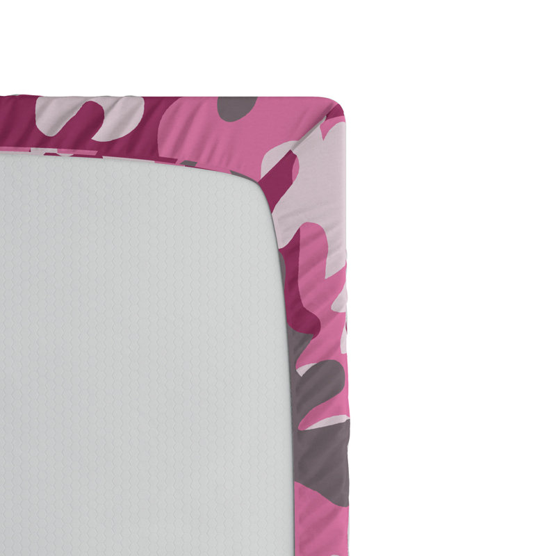 Microfiber Camouflage Fitted Sheet, Twin XL Fitted Sheet, Pink/Gray Camouflage 4