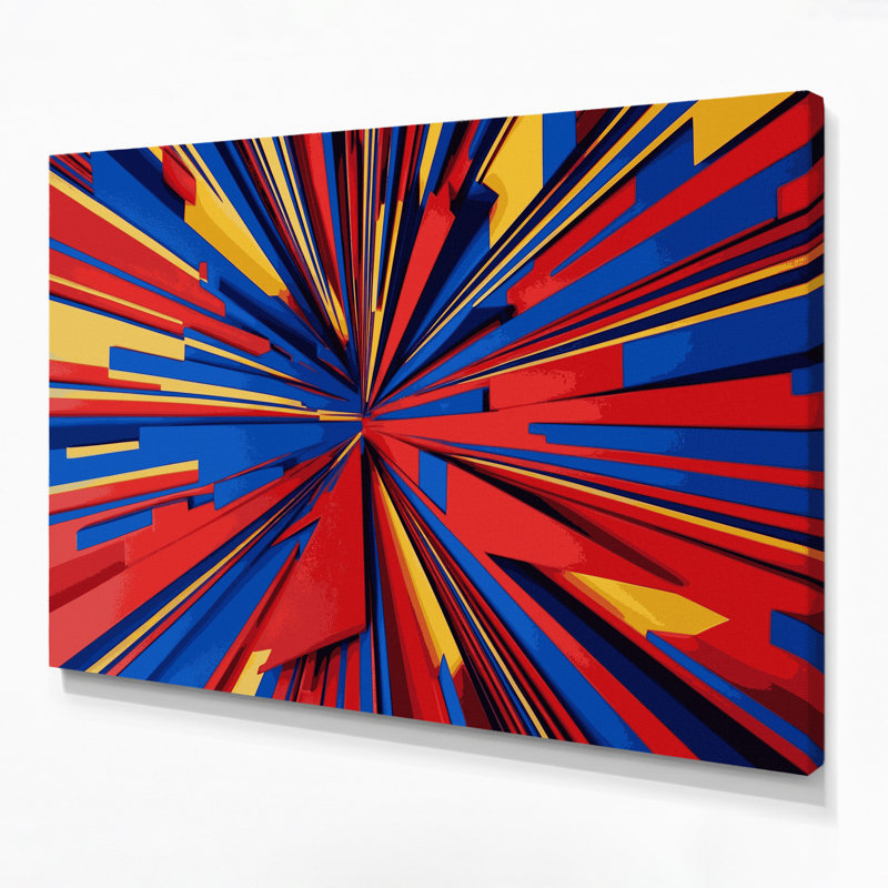 «Geometric Abstraction 51», art mural sur toile bleue, 11" H x 14" W