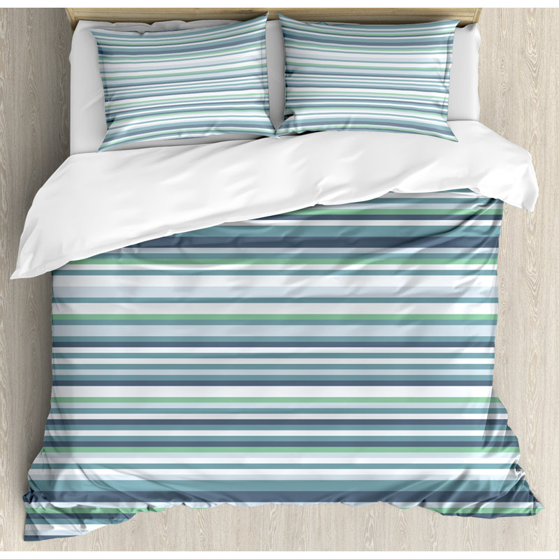 Striped Farmhouse / Country Polyester Striped Duvet Cover, Queen