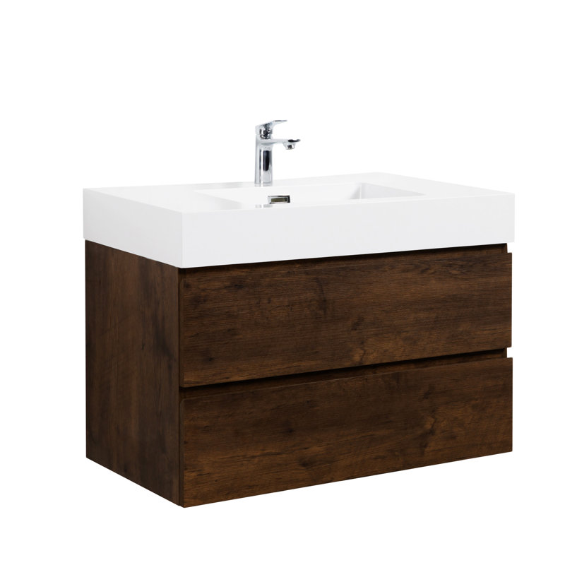 Alice 36"  Bathroom Vanity With Sink, Blanc, Noyer