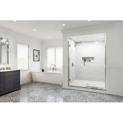 Coppia 48" W x 72" H Hinged Frameless Shower Door