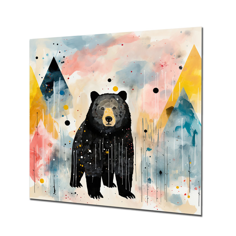 "Creative Grizzly Bear Landscape I - Bear 2", art mural en métal, H 36 po x l 36 po