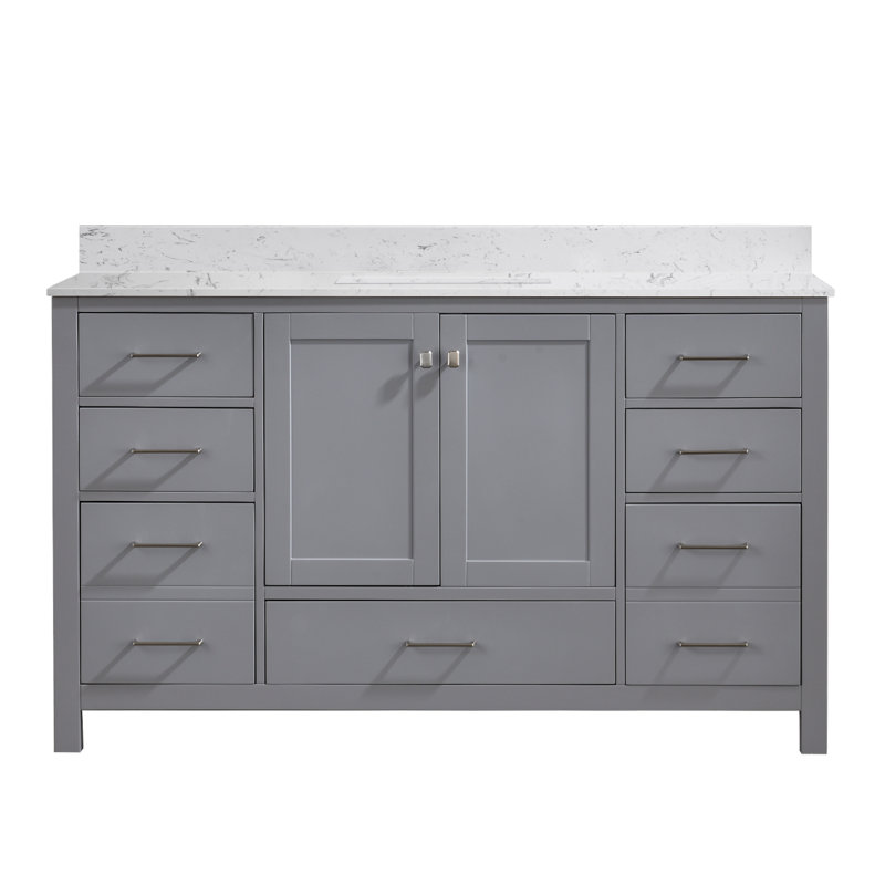 Ensemble de meuble-lavabo simple 60 po Delisca, Gris