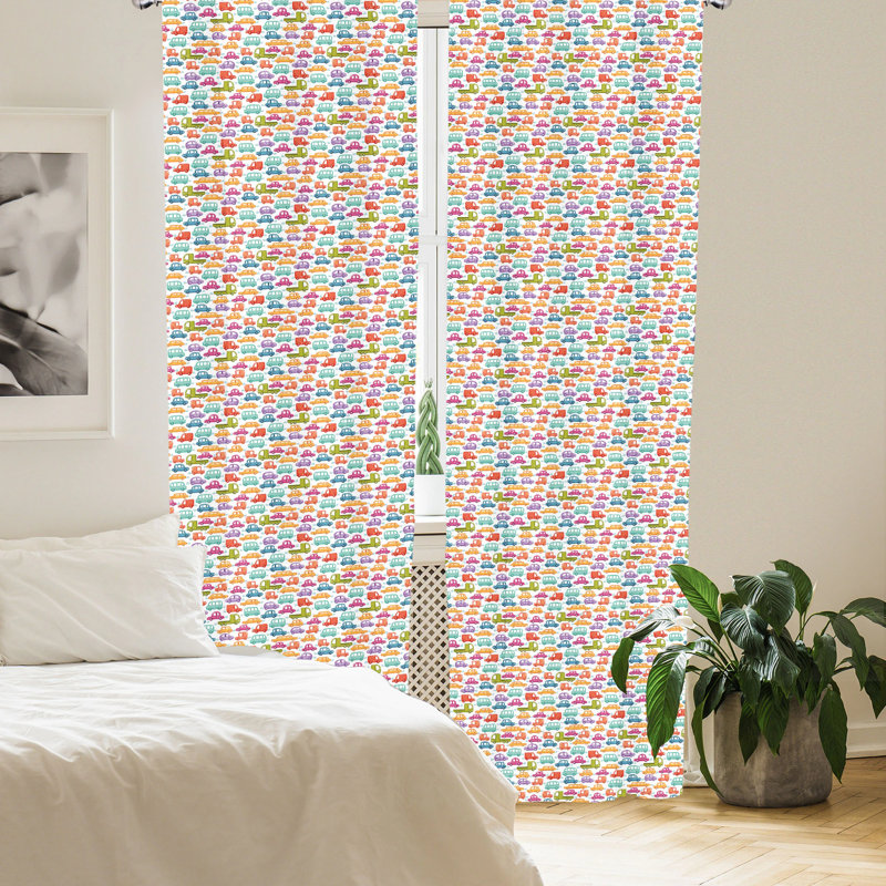 Vibrant Cartoon Style Light Filtering Rod Pocket Curtains