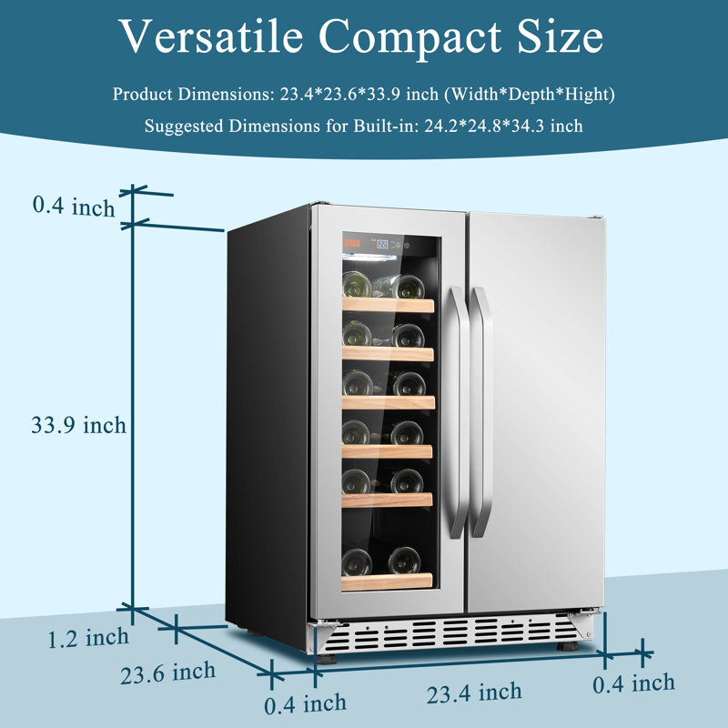 Lanbo 24" Stainless Steel Dual Zone Wine and Beverage Cooler