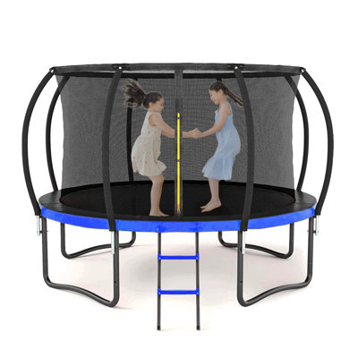 Filet de sécurité intérieur pour grand trampoline 12FT, échelle, rembourrage en PVC, pour enfants, couleur bleue