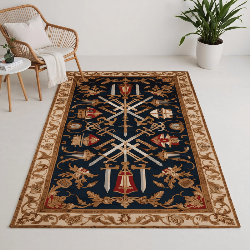 Tapis d'intérieur et d'extérieur brun français, Rectangle 5 pi x 7 pi