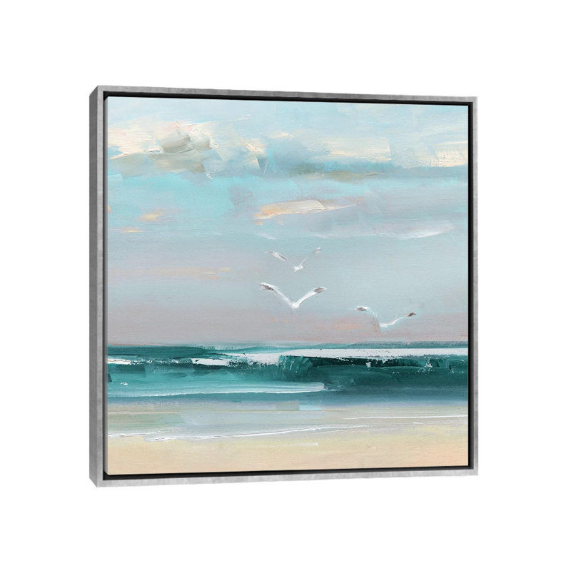 «Summer Soar» par Sally Swatland - reproduction d'art, H 26 po x l 26 po x P 1,5 po, Toile avec cadre argenté, Pas de tapis