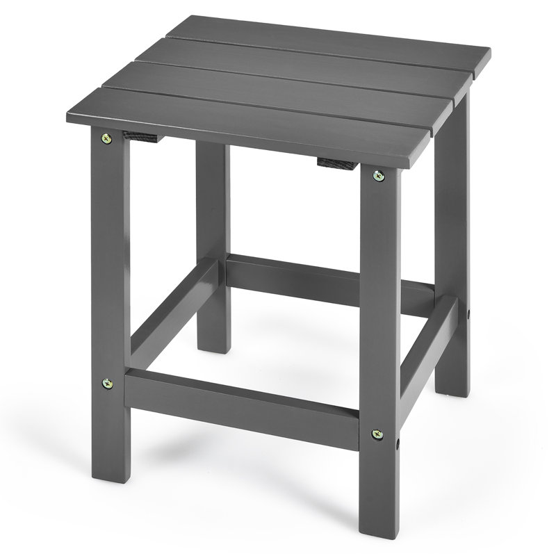 Gray Solid Fir Wood Square Outdoor Side Table