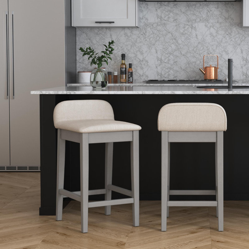 Sherlock Upholstered Counter Stool, Counter Stool (26" Seat Height), Distressed Gray