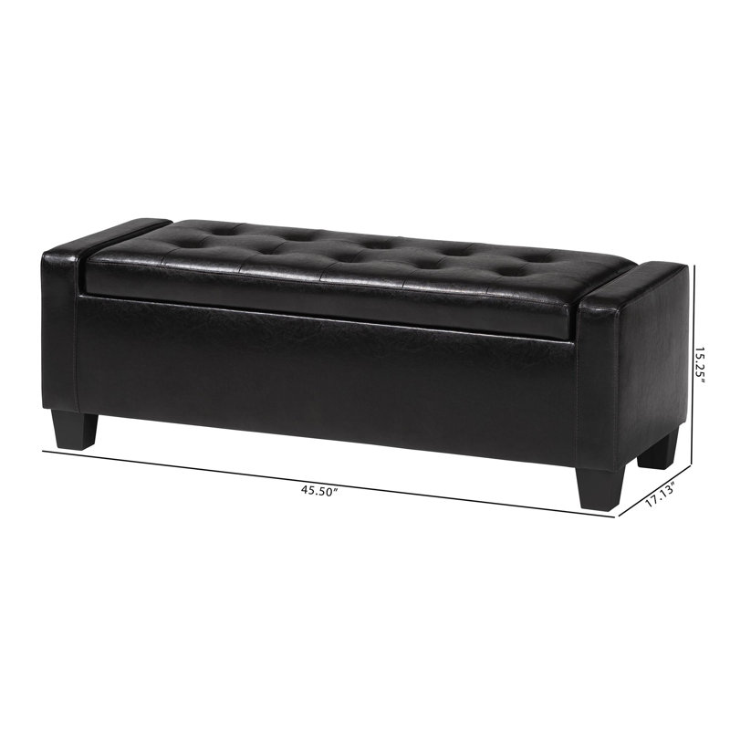 Kaimilani Faux Leather Ottoman, Dark Brown Faux Leather