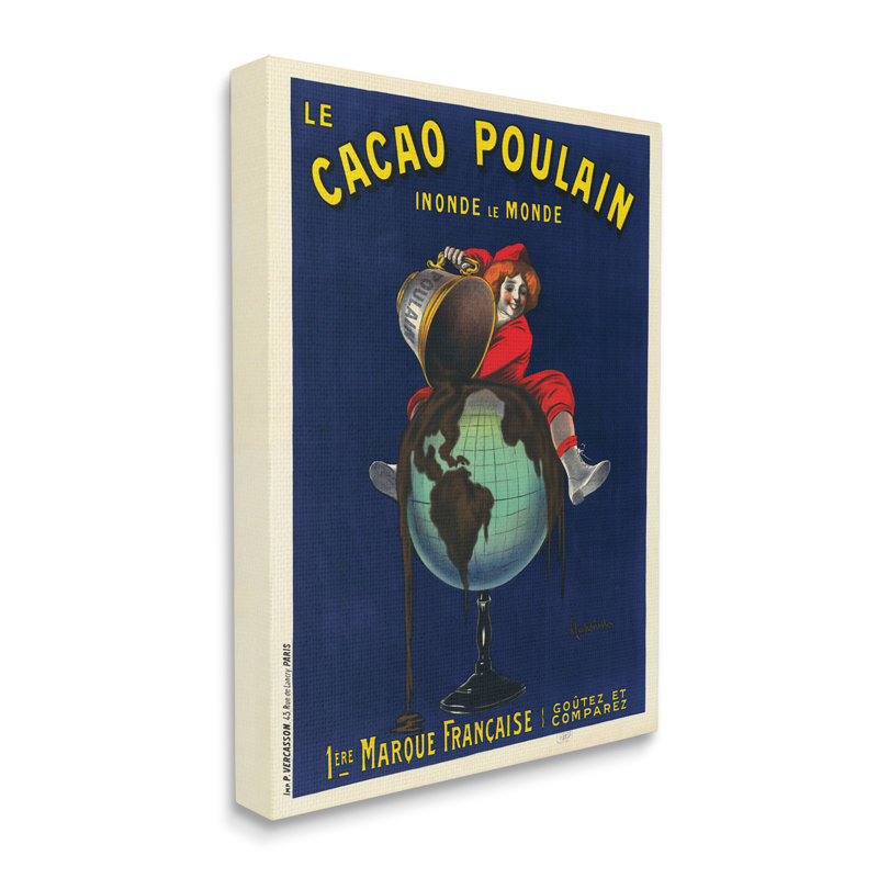 Publicité rétro de chocolat cacao rétro, dessert parisien, Toile tendue, H 20 po x l 16 po