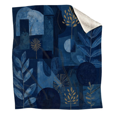Blue Botanical Abstract Blankets