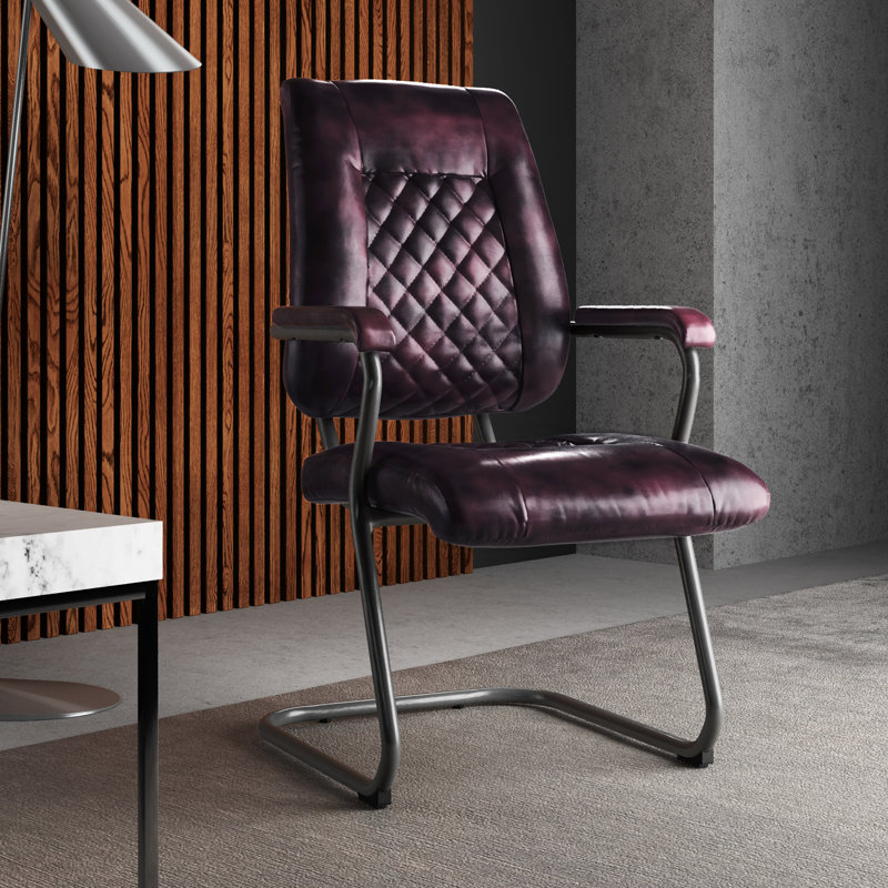 Chaise d’appoint en cuir véritable Rockett, Brun marocain, Noir