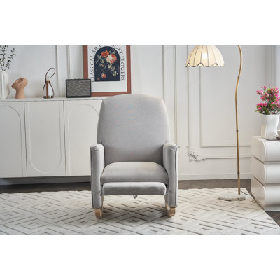 Chaise berçante confortable en lin et coton avec repose-pieds réglable, parfaite pour la détente et l'intérieur