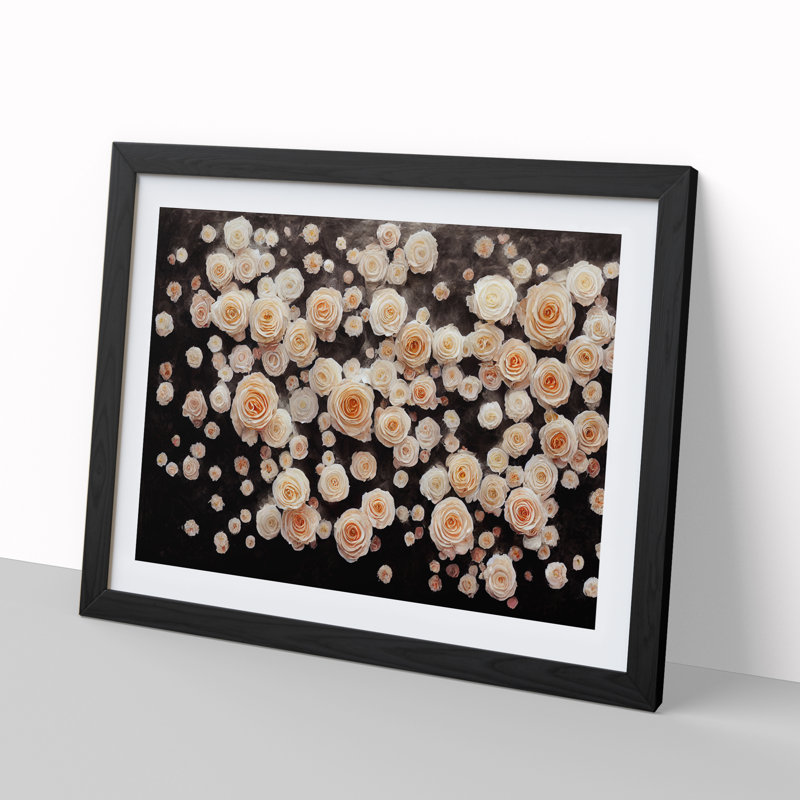 Beautiful Rose Flowers - Single Picture Frame Print, Black Frame, 46cm H x 64cm W x 2cm D