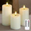 Remote Flameless Flickering Pillar Candles with Candle Grease Effect,Pack of 3 Ivory LED Battery Oprated 2/4/6/8 Hours Timer Real Wax Electric Candles(7.5x10,12.5,15 cm)