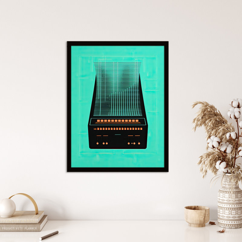 The Future Of Music Radio Frequencies Turquoise Orange - Single Picture Frame Print