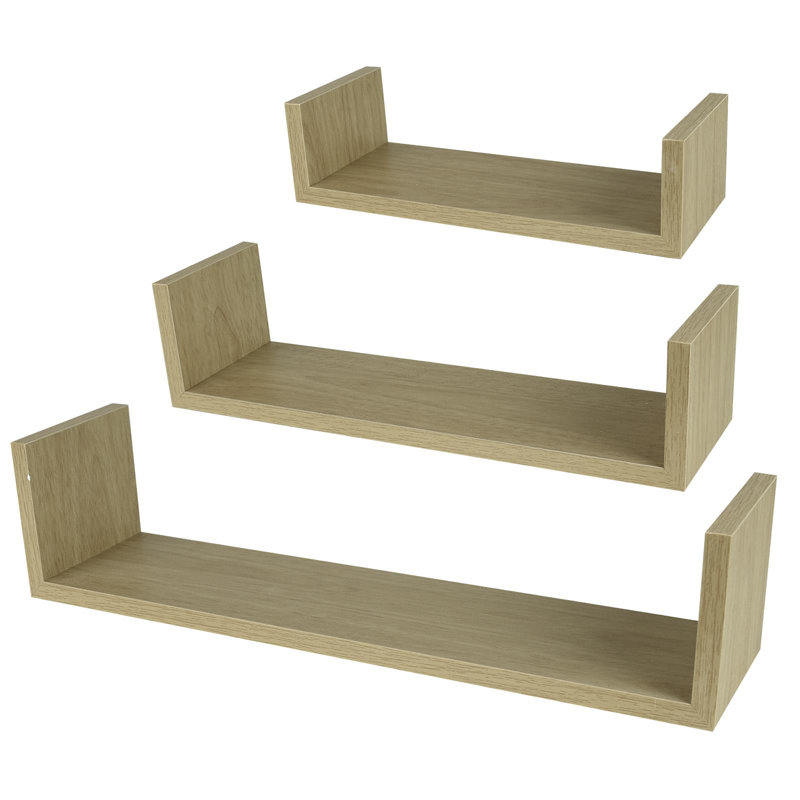 Dreshawn 3 Piece Floating Shelf, Oak