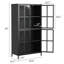 Armoire de rangement en métal avec portes en verre trempé, stable, pour la chambre à coucher, finition antique, tablettes spacieuses, salles à manger stables