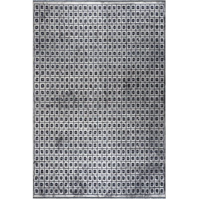 Rapture Checkered Area Rug in Gray/Black