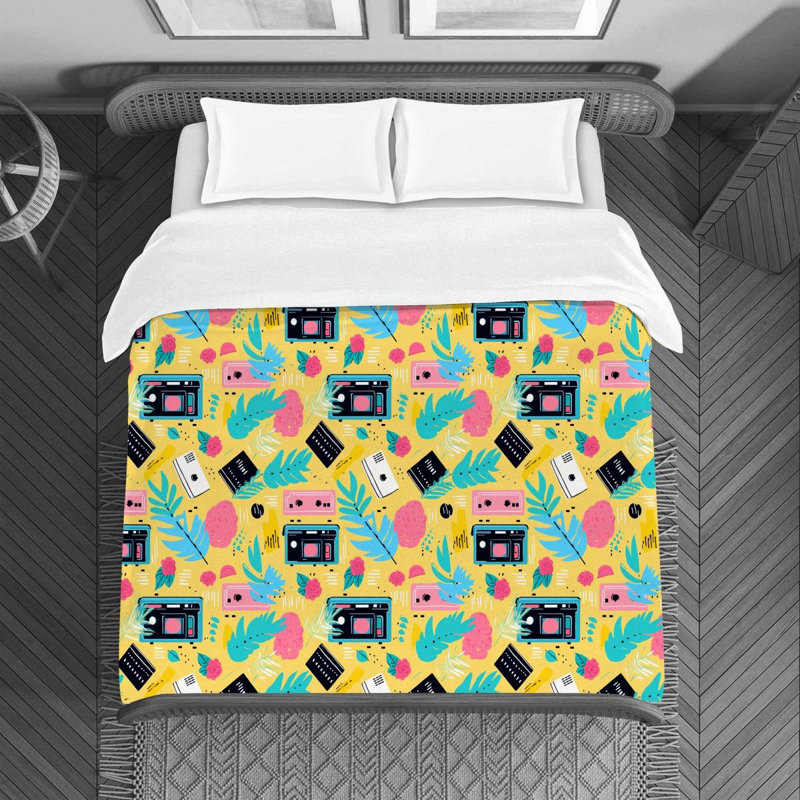 Housse de couette rétro 1990S Bedding - jaune, Housse de couette pour lit simple