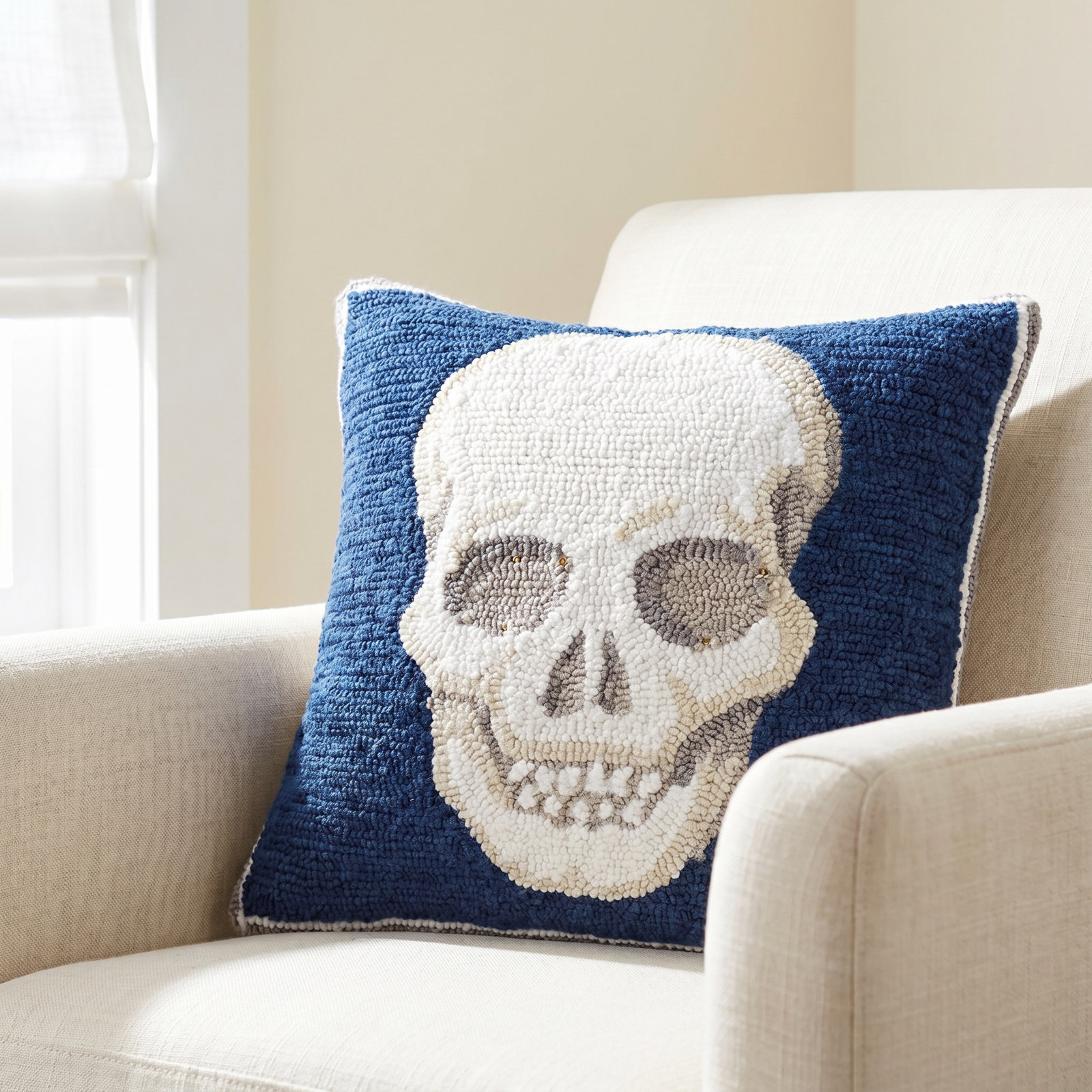 Embroidered Indoor/Outdoor Throw Pillow