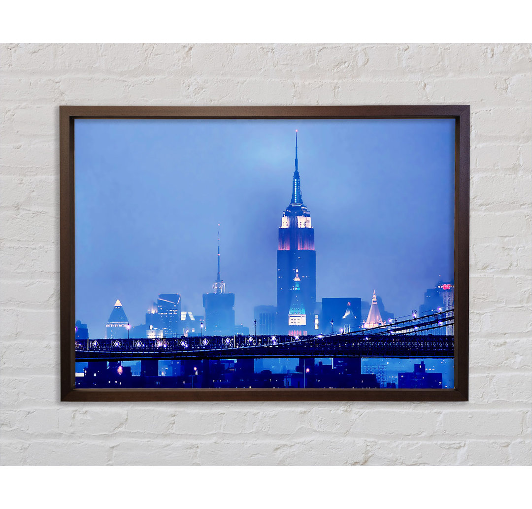 Empire State Building Blue Night - Einzelbildrahmen Kunstdrucke auf Leinwand