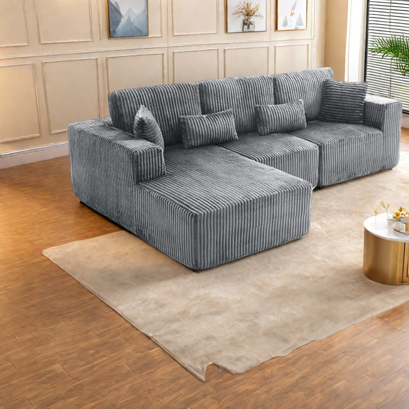 Luxury Grey Sofas, Chenille Modular Cloud Design, Ideal For Modern Homes
