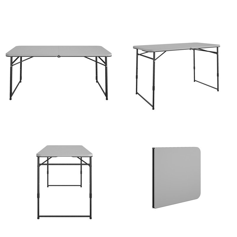 Gray Adjustable Height Fold-in-Half Portable Utility Table