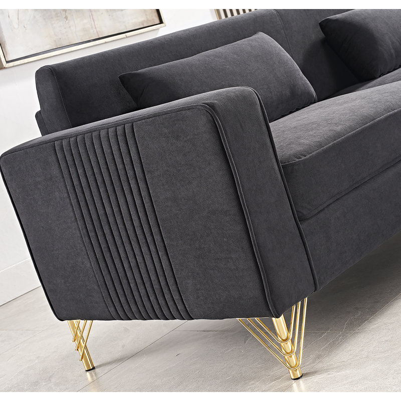 Luxueux canapé en velours pour le salon, rehaussant le confort et le style, Noir