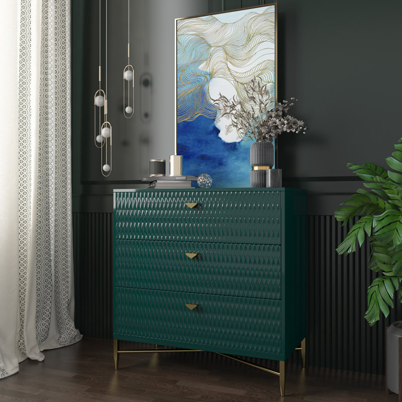 Commode en bois 3 tiroirs Sturbridge, Vert