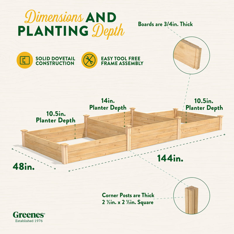 Wood Raised Garden Bed, Cedar