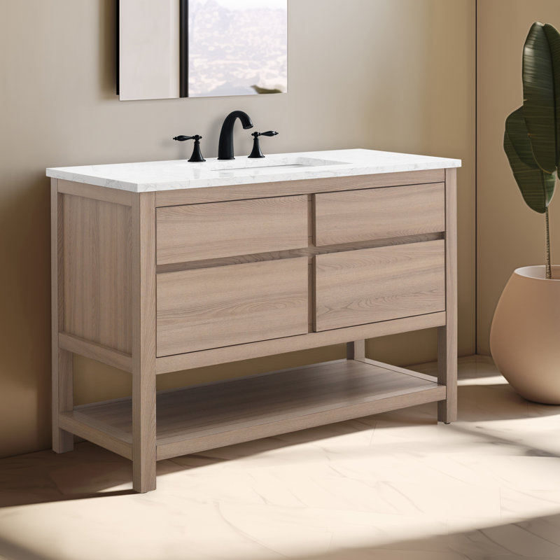 Wesli 42" Single Bathroom Vanity With Engineered Stone Top
