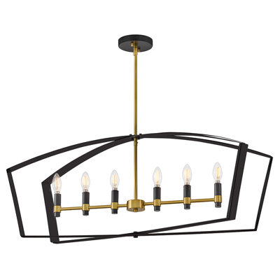 40" 6-Light Candle Open Frame Linear Chandelier