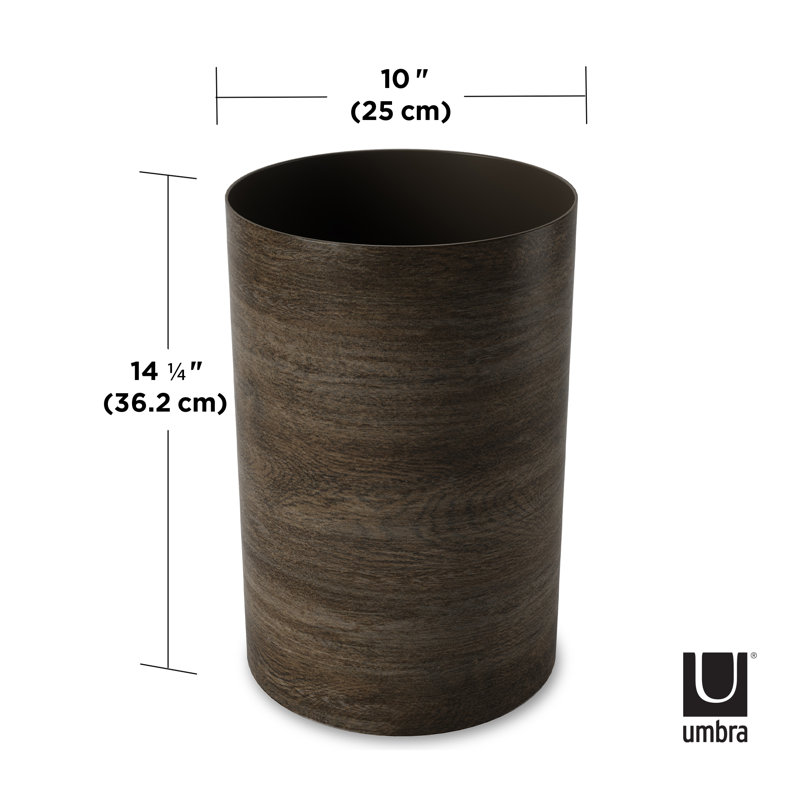 Barnwood Plastic Open Top Bathroom Trash Can