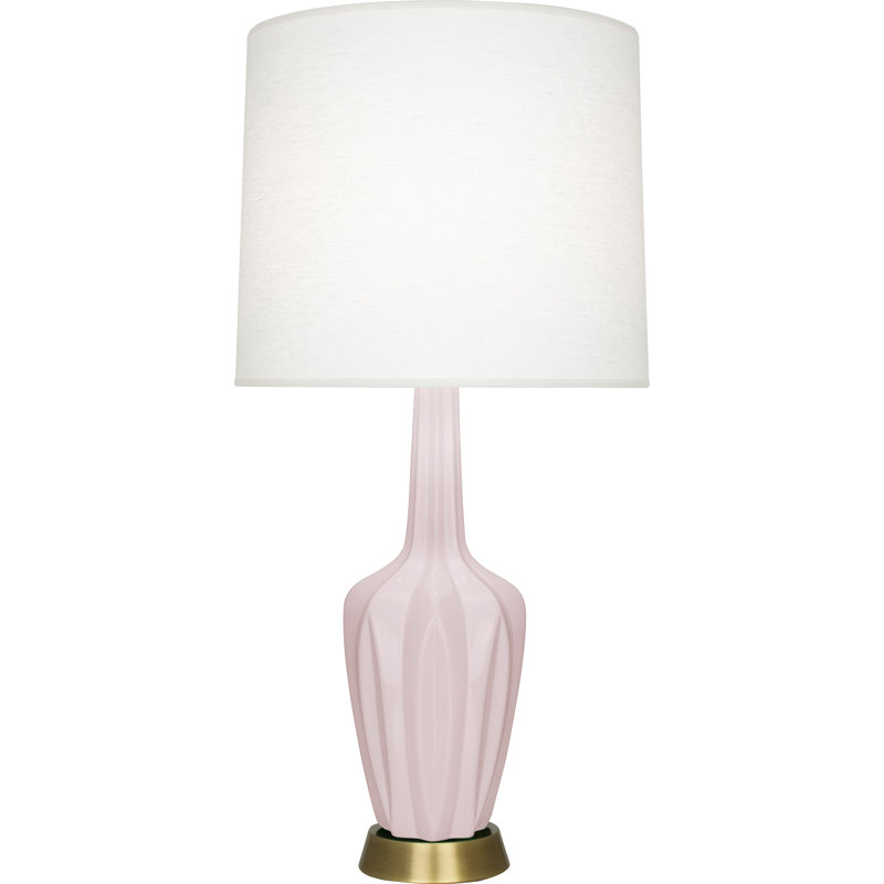 Lampe de table Emma, H 34,25 po x l 7,38 po x P 15 po, Céramique / métal, Rose glacé à l'eau de rose