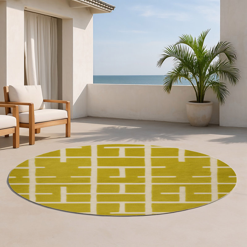 Tapis brun intérieur et extérieur Trellis, Rond 5 pi